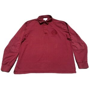 M&S Men’s Maroon Long Sleeve Rugby Style Polo Shirt Size XL